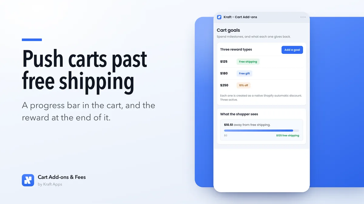 Screenshot 5 of the Kraft: Cart Add-ons & Fees listing, 1600 by 900