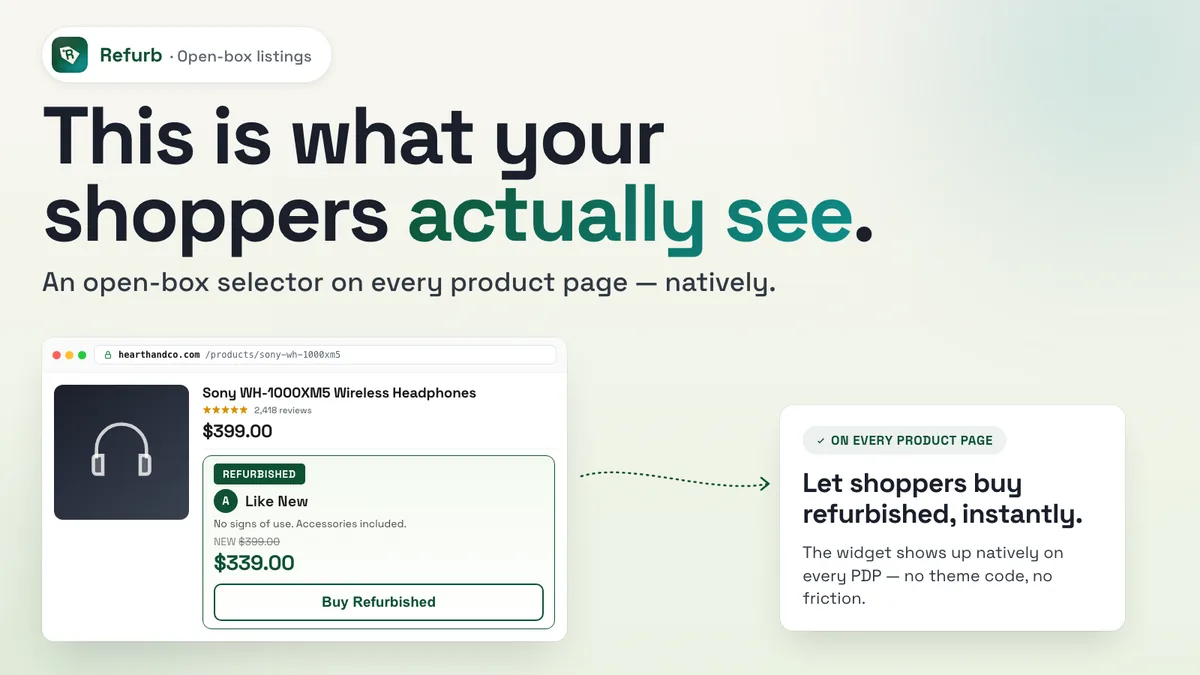 Screenshot 1 of the Refurb: Resell Open-box Stock listing, 1600 by 900