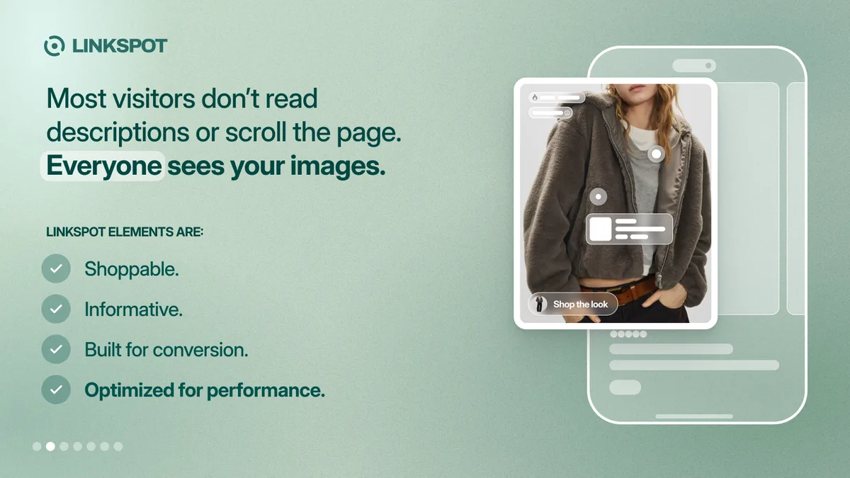 Screenshot 1 of the LinkSpot: Shoppable Images listing, 1600 by 900