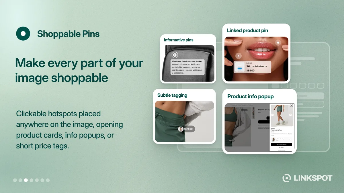 Screenshot 2 of the LinkSpot: Shoppable Images listing, 1600 by 900